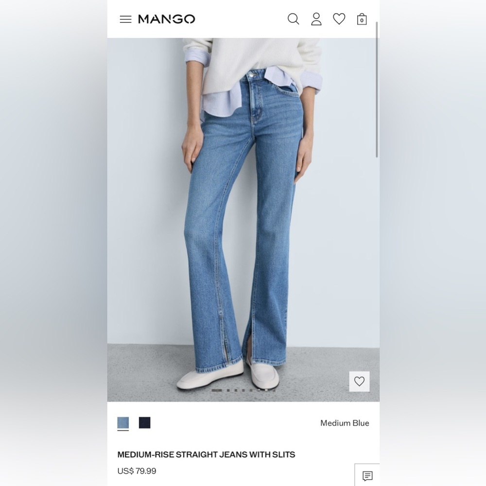 MANGO/MNG Mid-Rise Straight With Slit